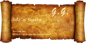Góg Gyula névjegykártya
